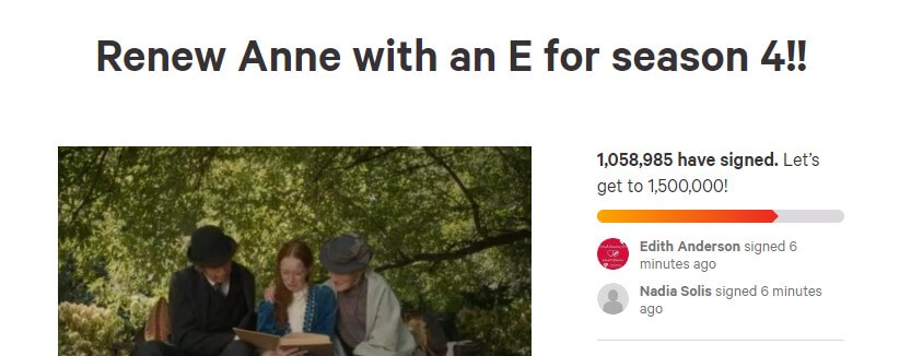 1 million signatures anne with an e