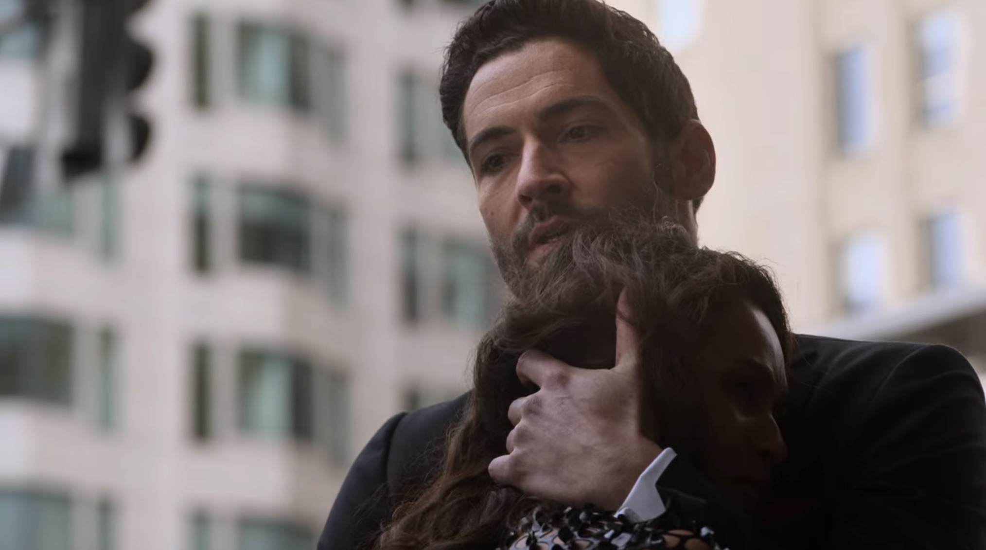 Lesley-Ann Brandt as Maze, Tom Ellis as Lucifer in Lucifer