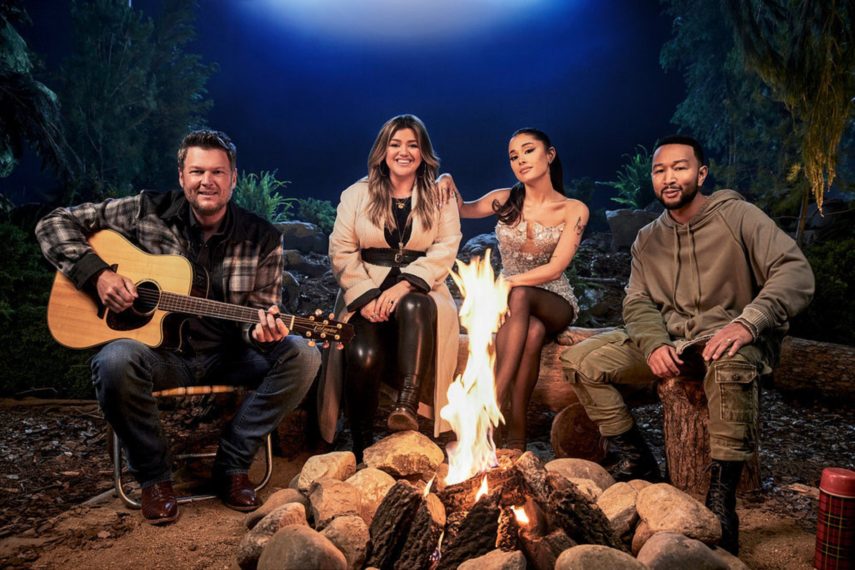 The Voice Season 21 Blake Shelton, Kelly Clarkson, Ariana Grande, and John Legend