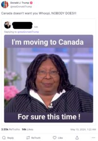 ‘The View’: Whoopi Goldberg Responds to Donald Trump’s Meme About Her